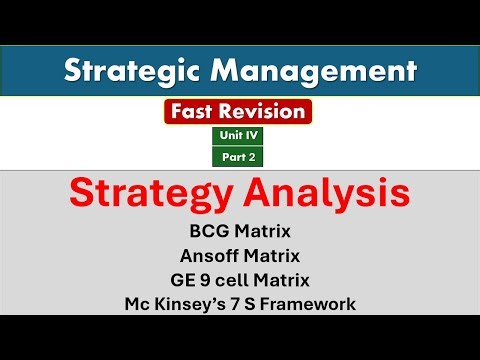 Strategic Management | Strategy Analysis | BCG, Ansoff & GE 9 cell Matrix Mc Kinsey’s 7 S Framework