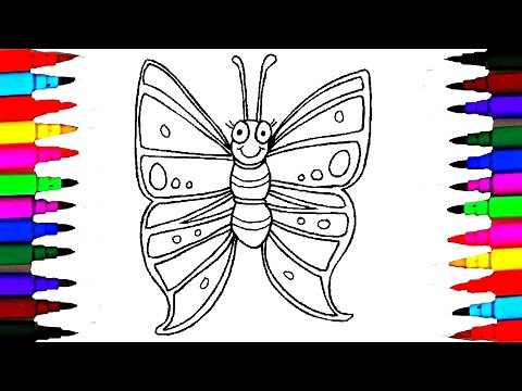 Coloring Pages Butterfly l Insect Drawing Pages To Color For Kids l Learn Rainbow Colors Videos