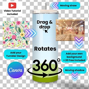 Canva Tumbler Drag and Drop Mockup Rotating Tumbler Mockup Add Your Own Background Mockup, Canva Tumbler Template 20 Backgrounds Included - Etsy