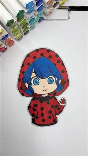 Coloring Miraculous Ladybug Marinette Red Hoodie! ❤️✨ #coloring #coloringtime #markers #miraculous