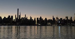New York City Skyline Silhouette Sunrise