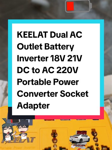 KEELAT Dual AC Outlet Battery Inverter 18V 21V DC to AC 220V Portable Power Converter Socket Adapter Generator Alternative for Outdoor Camping Emergency DIY Tools Travel Power Supply Home Backup #outdoorcampingemergencydiytoolstravel #powersupplyhomebackup #keelatdualacoutleybatteryinverter #portablepowerconvertersocketadapter #saleongeneratoralternativeforoutdoorcamping