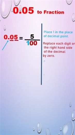 Convert 0.05 to a fraction | Decimal to Fraction Conversion #decimals #fraction #decimaltofraction