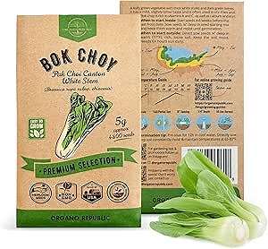 Bok Choy Seeds Pack 5 G - Over 4,800 Non-GMO Heirloom Bok Choy Seeds for Planting Vegetables in Individual Seed Packet, Vegetable Seeds for Planting Home Garden Indoor & Outdoor Gardening