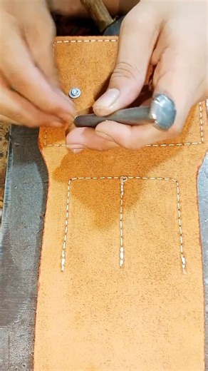 Perfect Rivet Locking | Hammer Steel Holder #shorts #leatherwork