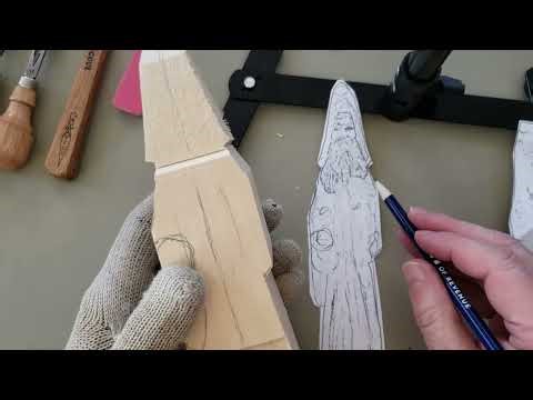 Carving the Tall Stylized Old World Santa