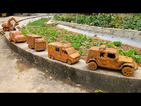 Membersihkan Mainan Mobil Polisi | Excavator Tayo Mobil Disney Crane dan Ambulans