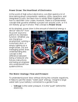 Power Draw in Electronics Reading Passage and x 10 Questions