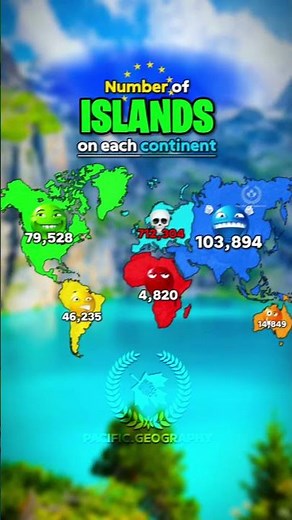 🇪🇺 Number of islands on each continent 🏝️ #mapping #map #geography #islands #europe