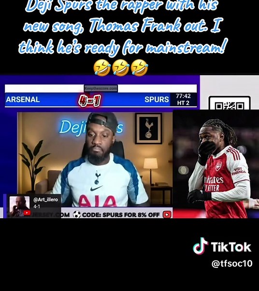 Deji Spurs the rapper with his new song, Thomas Frank out. I think he’s ready for mainstream! #footballtiktok #funnytiktok #tranding #fypviralシ #arsenal