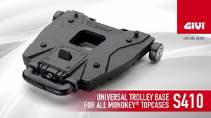 Add wheels to your GIVI top case and transport it with maximum comfort, ease and convenience: from today you can easily transform it into a practical trolley, thanks to the S410 GIVI TROLLEY! Click below to watch the videos and discover more! | GIVI