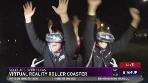 Virtual reality roller coaster at Six Flags