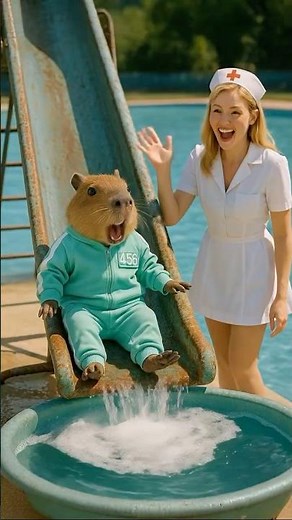 FatCat vs Capybara | The Epic Water Slide Showdown!