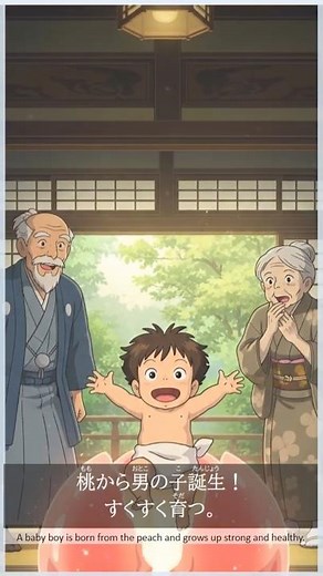 1分でわかる 日本童話 ❶ 桃太郎 - デジタル絵本｜日本昔話 × 某スタジオ風アニメ #桃太郎#日本昔話#ジブリ風#日本文化#アニメーション #デジタル絵巻 #アニメ