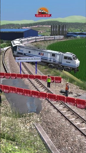 The train turned back due to repairs to the damaged road.