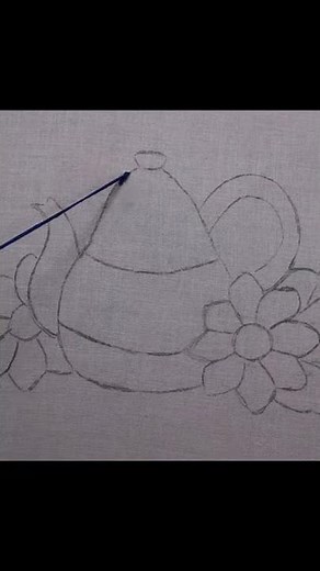 Hand Embroidery tutorial | Vintage Embroidery design | Teapot / utensil embroidery | #Shorts