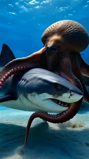 When a Shark Meets a Giant Octopus… What Happens Next?