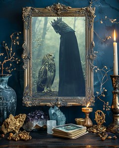 Mystical Raven and Owl Wall Art, Gothic Fantasy Print, Dark Academia Decor, Witchy Bird Poster, Enchanted Forest Artwork (birdking_003) - Etsy