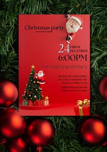 Christmas Party Invitation Template, Santa Christmas Invitation, Holiday Party Invite, Cute Santa Invite, Editable Canva Template - Etsy
