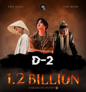 40 reactions · 6 comments | 'D-2' by #AgustD has officially surpassed 1.2 BILLION streams on Spotify! 拾 This marks Agust D's second album to achieve this incredible milestone.  CONGRATULATIONS AGUST D CONGRATULATIONS SUGA #suga #슈가 #AgustD #yoongi #BTSジン #btssuga #minyoongi #BTS #btsarmy ©️DataAgustd | Yoongi Min | Facebook