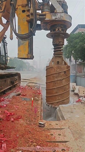 Rotary Drilling Rig in Action | Urban Pile Foundation Construction & Satisfying Drilling Process