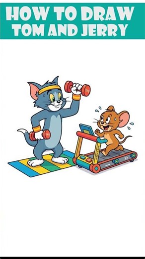 Cute Tom and Jerry Exercise Drawing Tutorial