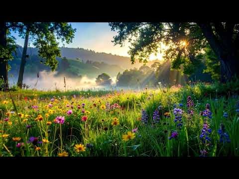 Morning Birdsong: Sunny Wildflower Meadow & Gentle Breeze for Deep Peace | 9 Hours 4K
