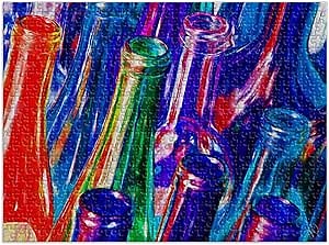 Wine Bottle Necks Colorful Abstract Art Jigsaw Puzzle for Adults