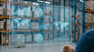 Smart logistics technology enhances warehouse automation with real time data visualization and interactive charts improving efficiency inventory management and operational control modern environments