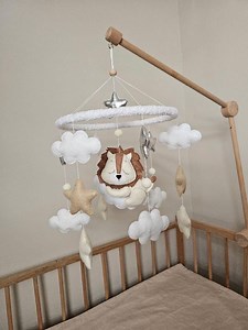 Baby Crib Mobile. Lion Figure. Soft Handmade From Felt. - Etsy