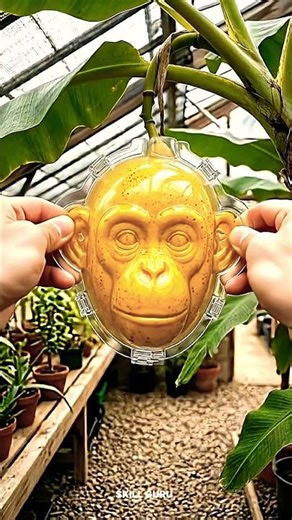 I grew monkey shaped banana in special mold🐵❤️
