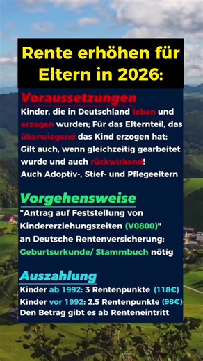 Eltern können bis zu 3 Rentenpunkte pro Kind erhalten