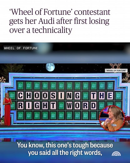 “Wheel of Fortune” fans were furious after Charlene Rubush said all the right words before time ran out, but was not awarded the prize due to a technicality. After losing out on the prize, an Audi Q3, the automaker reached out to personally gift her a new ride. ➡️ More details here: https://on.today.com/3Fmtalt | Today Show