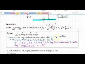 Math 55 Section 3.2 Solutions of Linear Homogeneous Equations The Wronskian