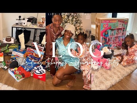 🎄 CHRISTMAS SHOPPING + WRAPPING + OPENING GIFTS | FAMILY CHRISTMAS VLOG