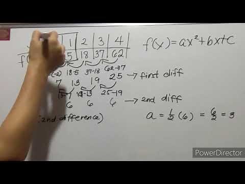 Deriving Quadratic Function from a Table of Values Tutorial (x values are consecutives)
