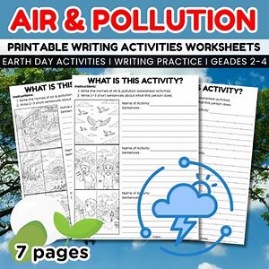 Clean Air & Pollution Awareness Activity Worksheets, Earth Day Sentence Writing