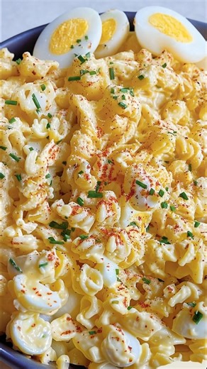 Deviled Egg Pasta Salad Ingredients 8 oz elbow macaroni or small pasta 6 hard-boiled eggs, chopped 1/2 cup mayonnaise 2 tablespoons yellow mustard 1 tablespoon apple cider vinegar or pickle juice 1/4 cup finely diced celery 1/4 cup finely diced red onion (optional) Recipe in First Coʍmеոτ 💬👇 | My Heavenly Recipes
