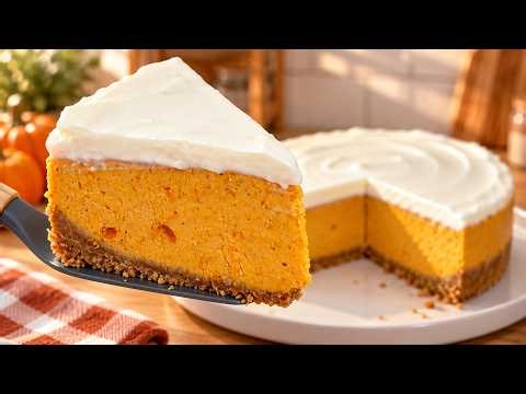 No-Bake Pumpkin Pie Cheesecake — No Raw Eggs, Looks Like a Bakery Cake (No Oven, No Baking!)
