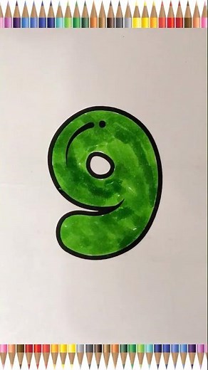 Nine Coloring Page | Number 9 Coloring | Fun Kids Coloring | #Shorts