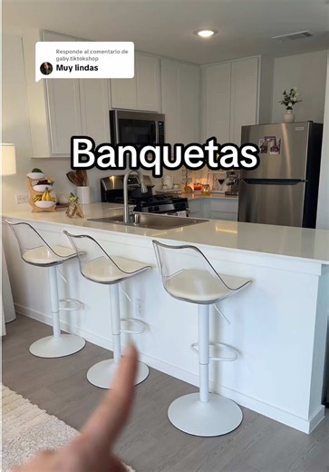 Respuesta a @gaby.tiktokshop Mojay Modern Clear Acrylic Bar Stools Set of 2-4, Adjustable Swivel Counter Height Bar Chairs with Faux Leather Upholstered Seat and Ergonomic Backrest, Contemporary Bar Stools for Kitchen Island ##mojay##modern###banquetas##tiktokshopcreatorpicks###home