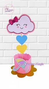 Aprende hacer un centro de mesa para cumpleaños! 🩷☁️✨Learn to make a birthday centerpiece!🥰✨☁️centro de mesa temática Lluvia de Amor! ☁️🥰🩷Rain of Love themed centerpiece!🩷☁️✨Manualidades fáciles de hacer! 🩷✨Easy crafts to make! #reelsfb #happybirthday #decoeventosmagic | Deco Eventos Magic