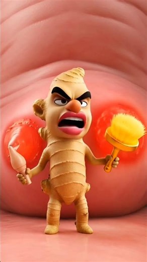Ginger Inside Stomach Fighting Gas | 3D Medical Animation #shorts