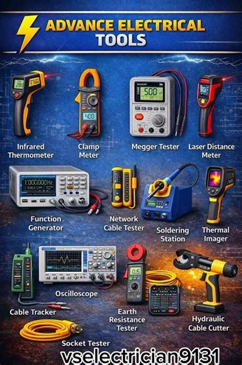 advanced electrical tools used for measuring,testing,and cutting in electrical engineering projects.