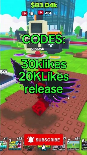 All New Codes in Be a YouTuber Roblox (Update)