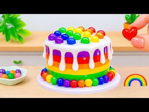 How to Make Rainbow Cake Recipe With Chocolate🌈Cute Candy Decorating Idea ❤️ HT Mini Cakes