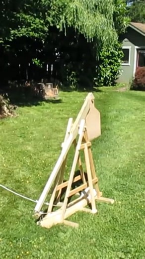 Home Made Trubuchet Scores a Bullseye on Second Attempt.