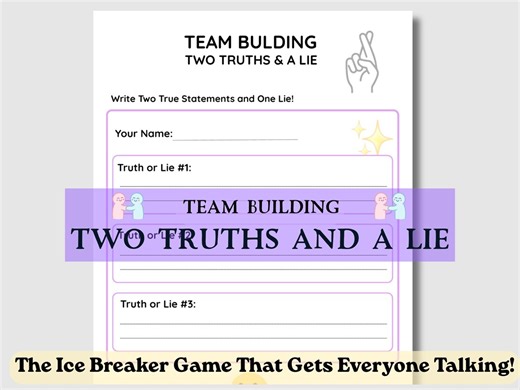 Team Building Games, Two Truths and a Lie, Printable, Digital Download, Office Party Game, Work Friendly, Coworker Ice Breaker, PDF - Etsy