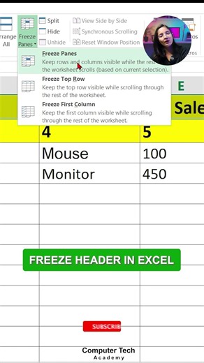 Freeze Header in MS Excel | Computer Tech Academy