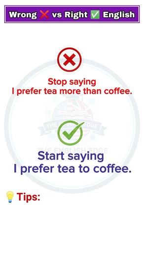 Stop saying “prefer more” ❌ Say it right #EnglishMistakes #GrammarTips #LearnEnglish #Engl